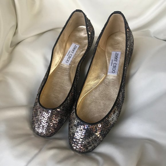 Jimmy Choo Shoes - JIMMY CHOO bronze silver gold sequin ballet flats
